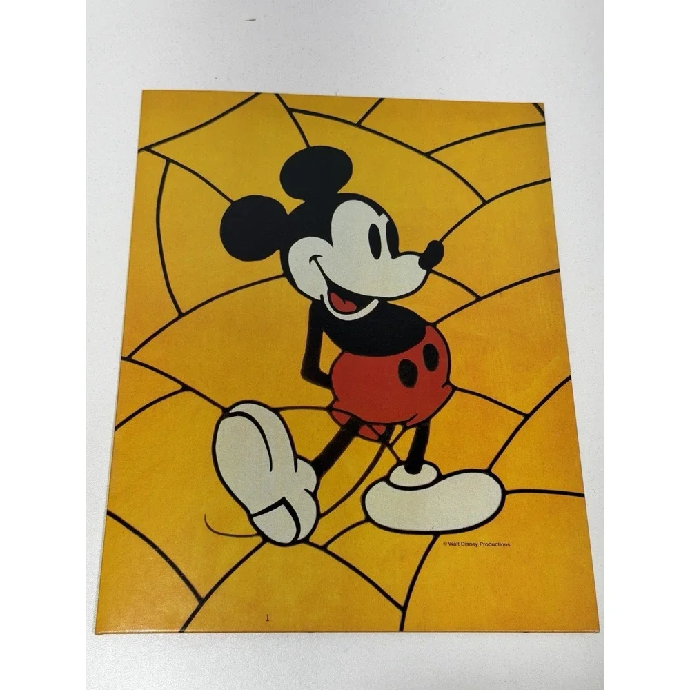 6 Disney Stained Glass School 2 Pocket + 1 Folder Peechee Binder 80s 90s Vintage